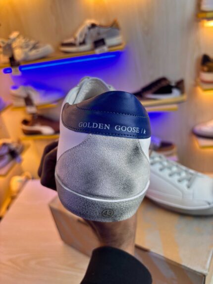 Golden Goose Super-Star sneakers | White Royal Blue Grey Suede Patch